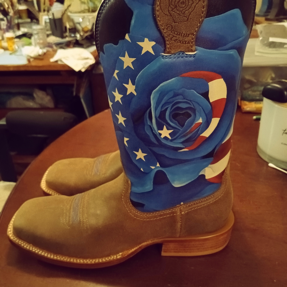 Twisted X Tech X by Olivia Bennett Patriotic Blue Rose Heeled Boots